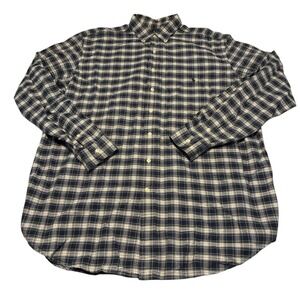 Ralph Lauren Mens Blue Plaid Button Down Classic Fit Shirt Size XLT